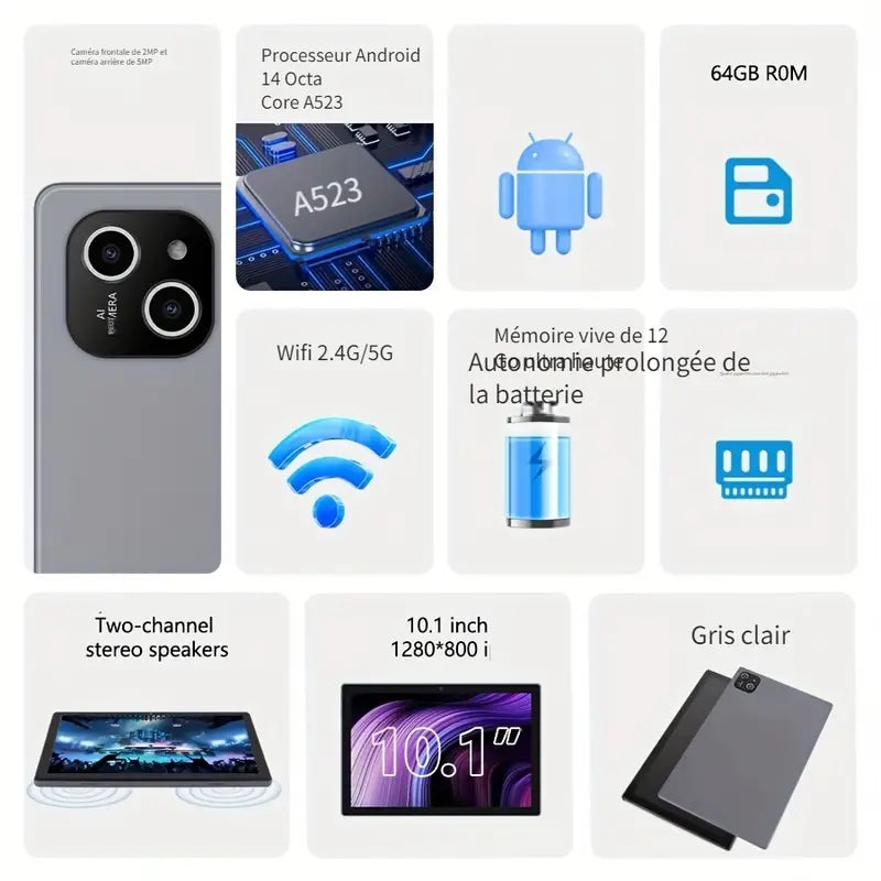 Tablette Android 12 RAM 10.1"