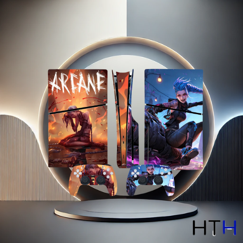 Cover PS5 Slim et manettes - Arcane